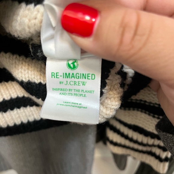 JCrew Jeweled Mock Neck Striped Sweater Size Large - Picture 4 of 7